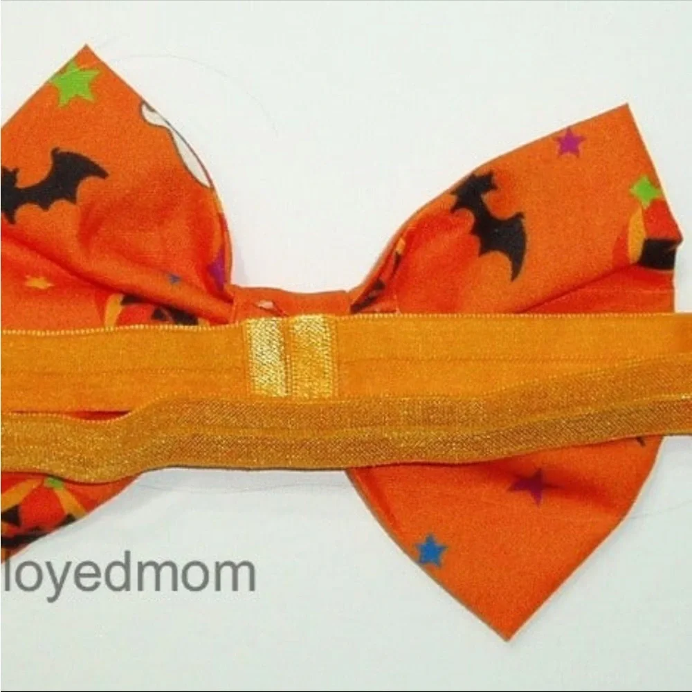 Orange Ghost Halloween Bow Headband Baby Girls Hair Accessories Headwrap